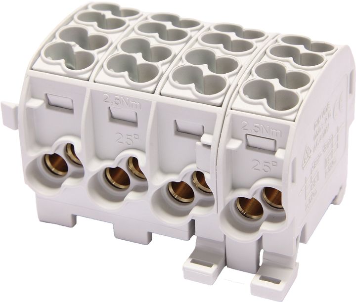 Bornier de dériv. HLAK25 C 4p 2x25, 2x16mm² Cu+Al 3LN