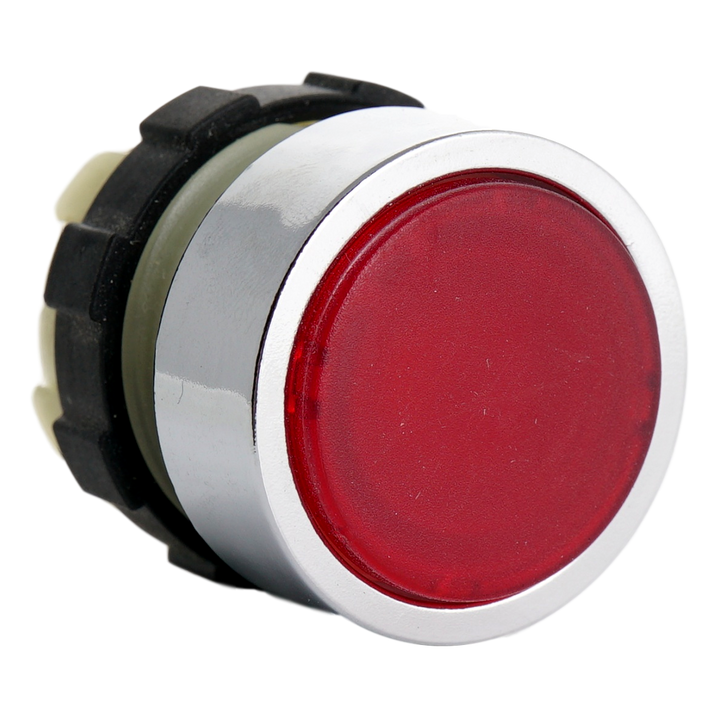 Illuminated push button red with metal ring