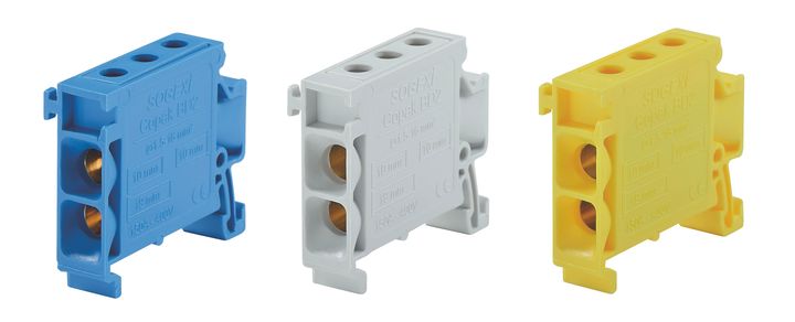 Borne de dérivation BD2 16mm²  (3 connections), jaune