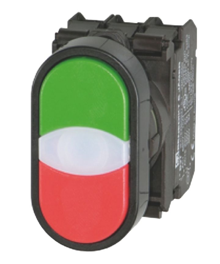 Dubbele verlichte drukknop IP65 groen/rood