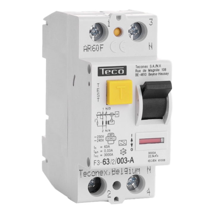 MCB TC 2P 63A 30mA Type A 3kA
