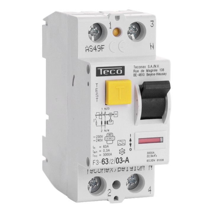 MCB TC 2P 63A 300mA Type A 3kA