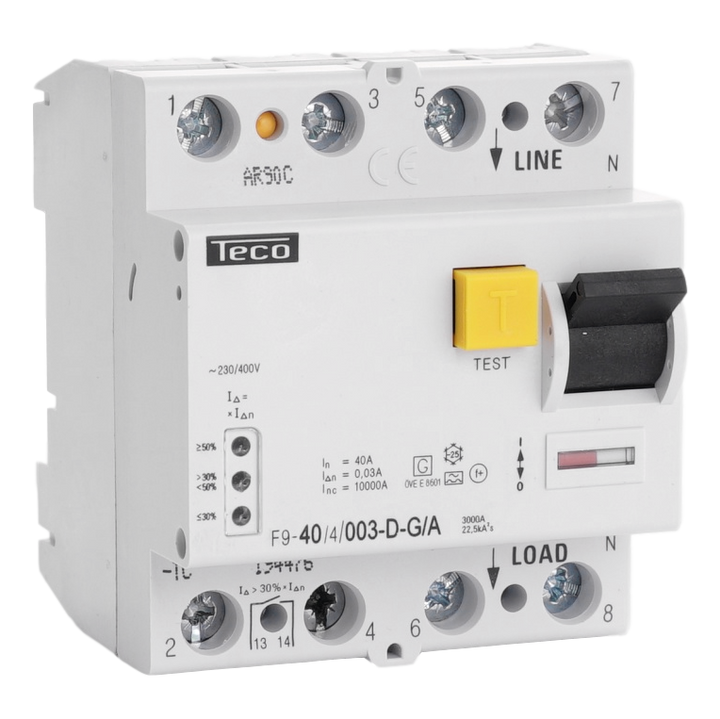 Diff. schak. Teco 4p 40A 30mA Dig. Type A