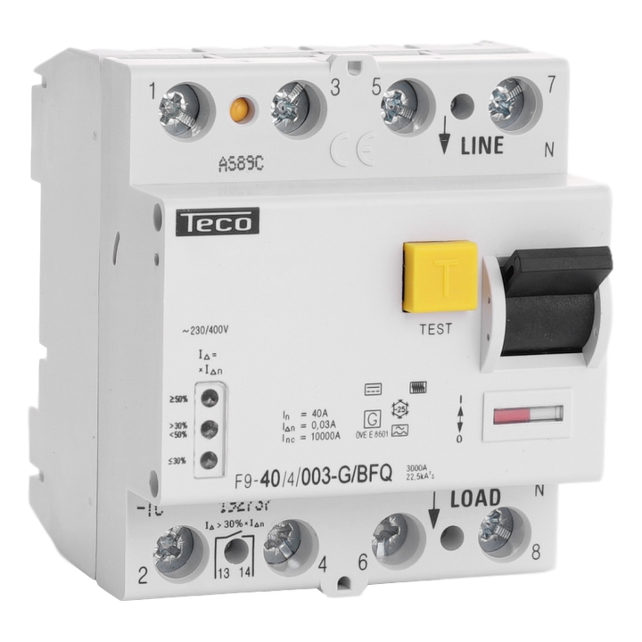 Residual current circuit breaker Teco 4P 40A 30mA Type B Freq. Reg.