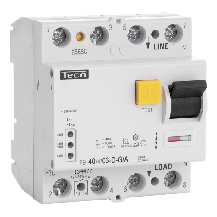 Residual current circuit breaker TC 4p 40A 300mA Dig. Type A