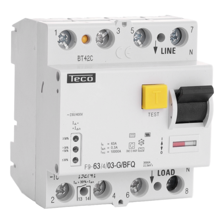 Diff. schak. Teco 4P 63A 300mA Type B Freq. Reg.