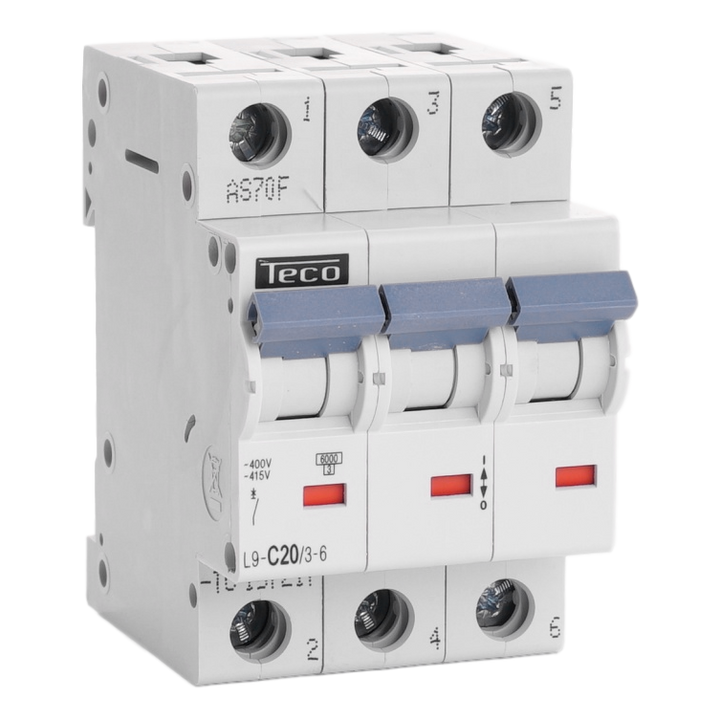 Disjoncteur Teco 3P 20A 6kA Courbe C