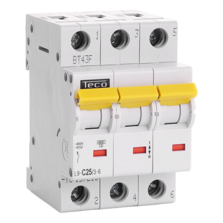 Disjoncteur Teco 3P 25A 6kA Courbe C