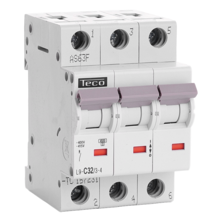 Sicherungsautomat Teco 3P 32A 4,5kA Kurve C
