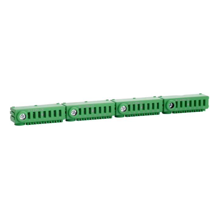 Bornier de terre vert sans vis Conexbox 4x25 + 28x4mm²
