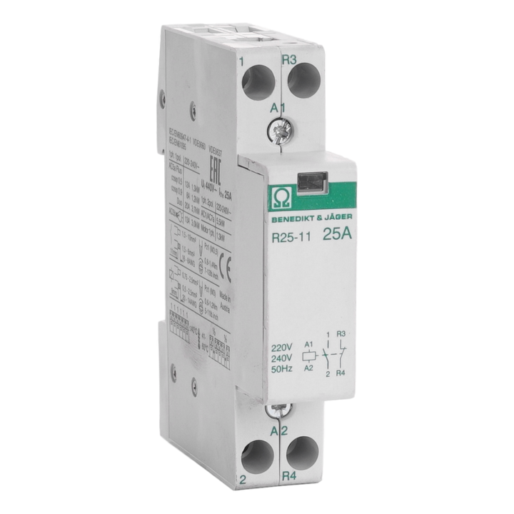 Contactor f.distrib. board 25A 220-240V 50Hz 1NO+1nf