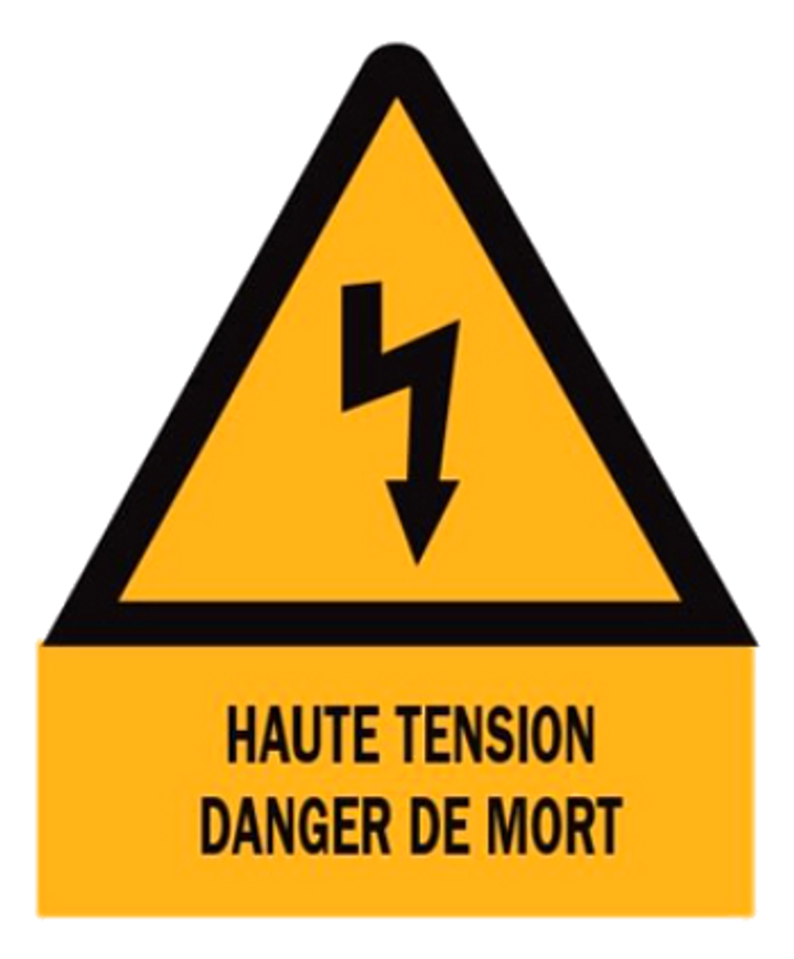 Triangle, Alu, 148mm, arrow & "High voltage..."