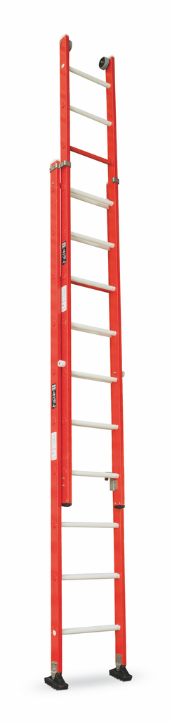 Manually extendable two-section ladder, 2x12 steps