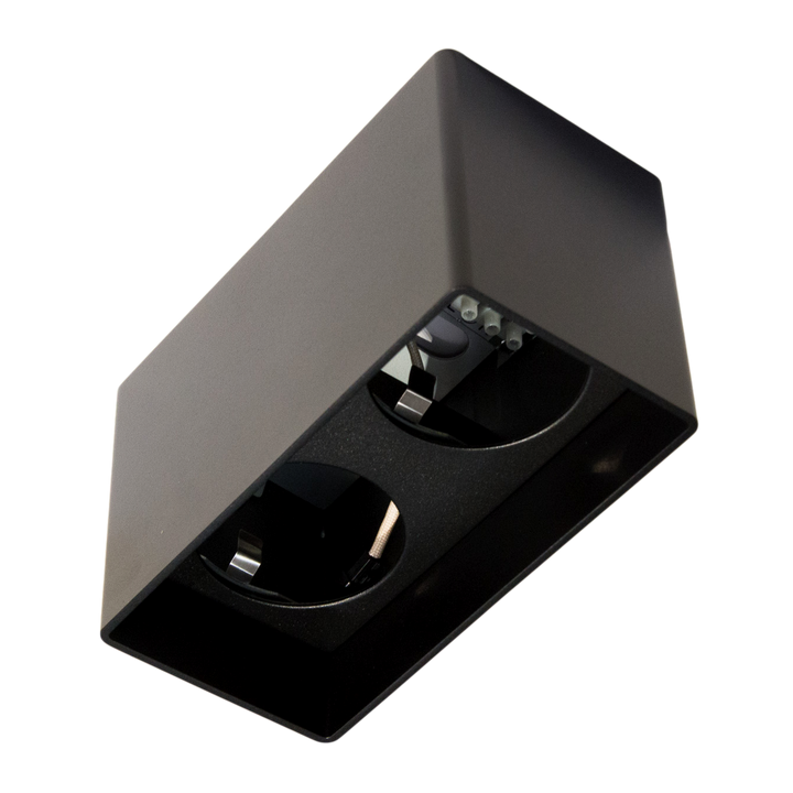Base apparente carrée 2x KUANA Noir + Driver Phase Dim 20W