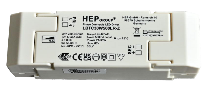 Driver 30w Phase Dim 500mA voor TECO NAULA