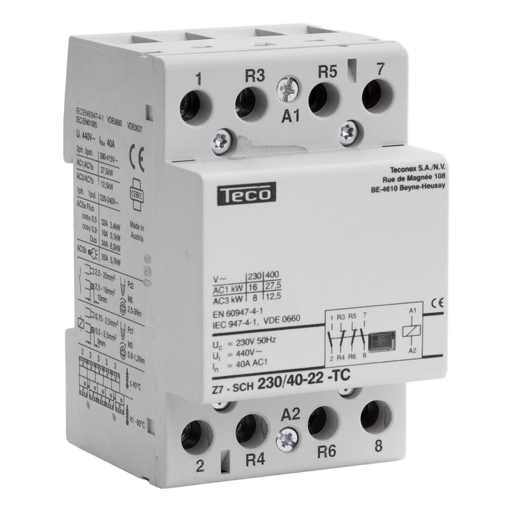 Contactor Teco 230VAC 40A 2NO+2NG