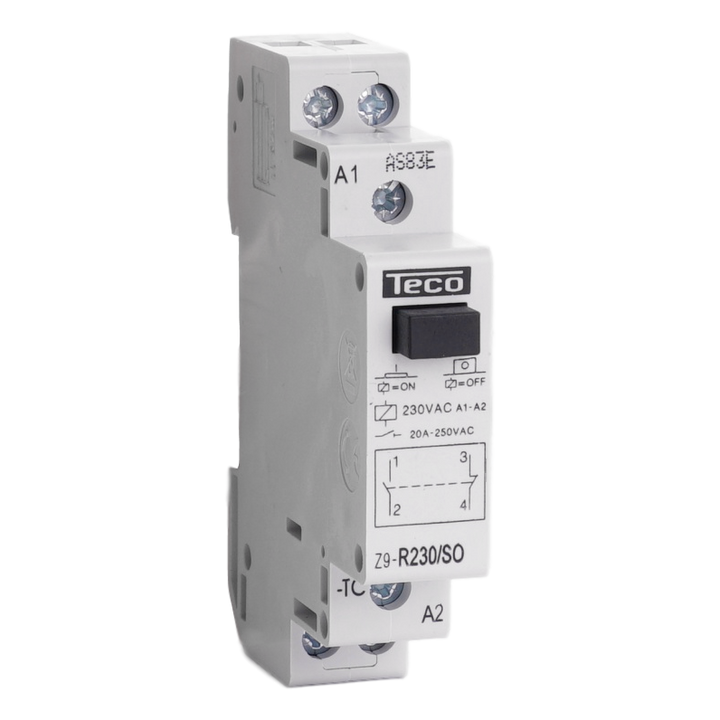 Installation relay TC 230VAC 20A 1NO+1NF