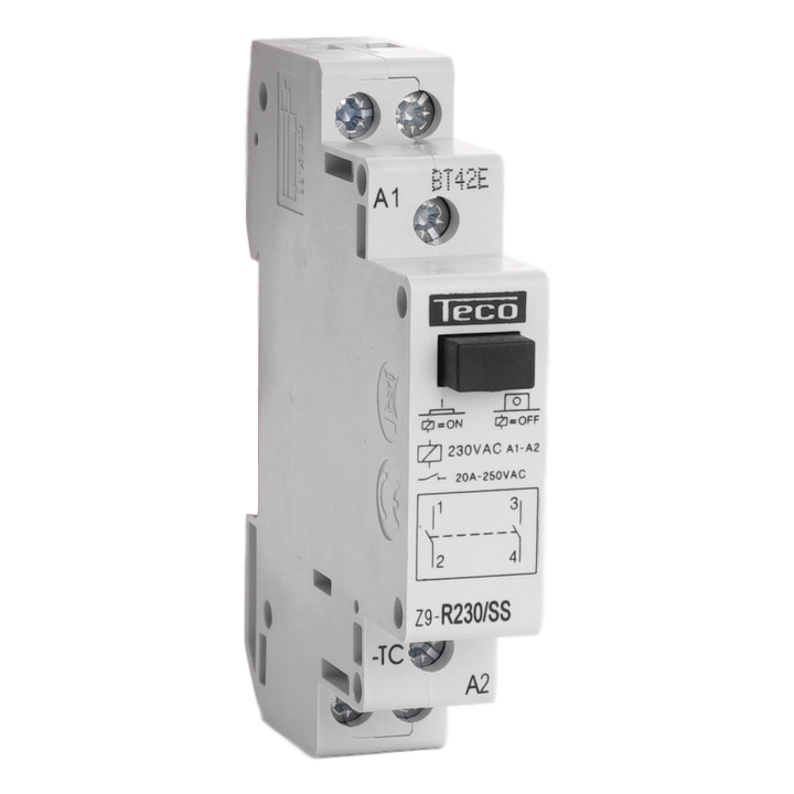 Installation relay TC 230VAC 20A 2NO