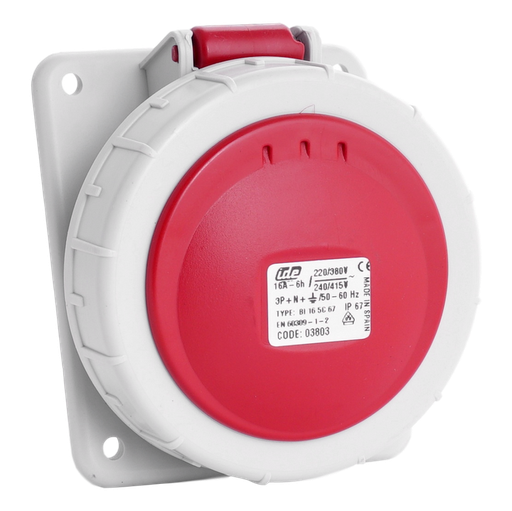 [/03803] IDE CEE 16A 5p 400VAC IP67 prise encastrée inclinée