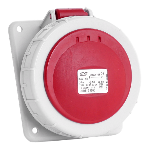 [/03805] IDE CEE 32A 4p 400VAC IP67 prise encastrée inclinée