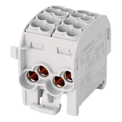 [/080120-0-4] Borne de dériv. HLAK25 C 1p 4x25, 4x16mm² Cu L grise