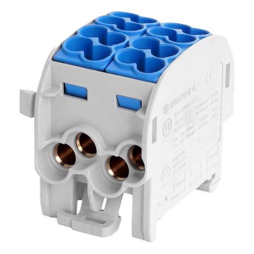 [/080120-1-4] Borne de dériv. HLAK25 C 1p 4x25, 4x16mm² Cu  N bleue