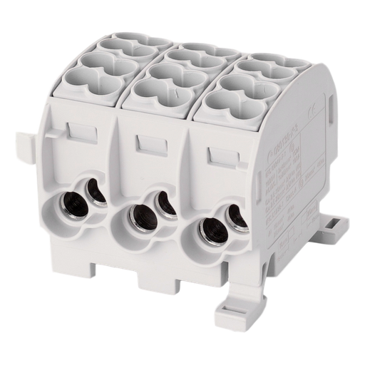 [/080130-0-3] Bornier de dériv. HLAK25 C 3p 2x25, 2x16mm² Cu+Al 3L