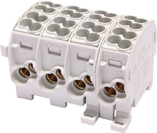 [/080140-5-3] Bornier de dériv. HLAK25 C 4p 2x25, 2x16mm² Cu+Al 3LN
