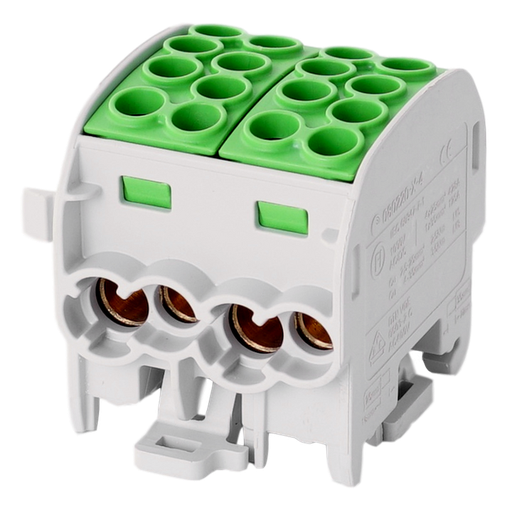[/080220-2-4] Bornier de dériv. HLAK35 C 1p 4x35, 4x25mm² Cu PE vert