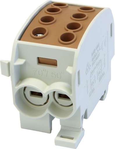 [/080310-2-3] Borne de dériv. HLAK70 C 1p 2x70, 2x50mm² Cu+Al PE vert