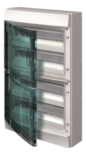 [/1SLM006501L1208U] Opb. kast IP65 54 mod. (3x18) grijs TD + aardrail + uitbreekp.