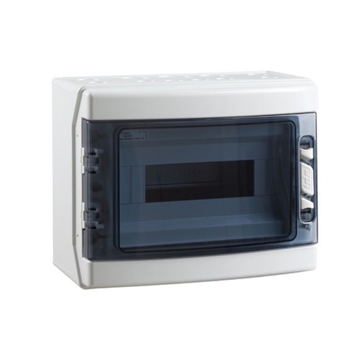 [/CDN12PTRR] Coffret app. IP65 porte transp. 1x 12 mod. + born. de terre