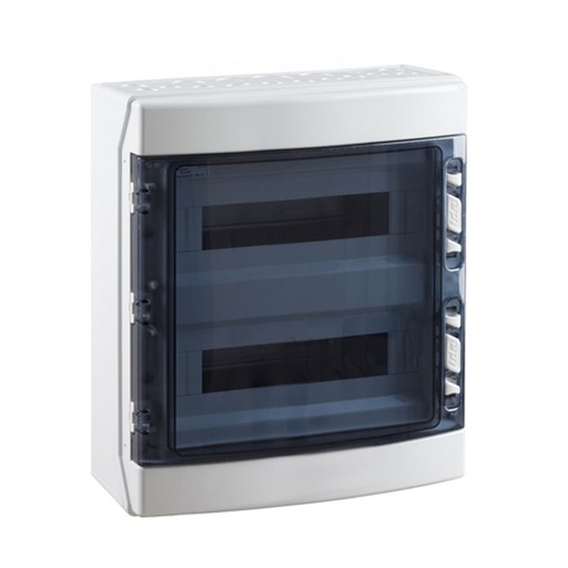 [/CDN36PT2FRR] Coffret app. IP65 porte transp. 2x 18 mod. + born. de terre
