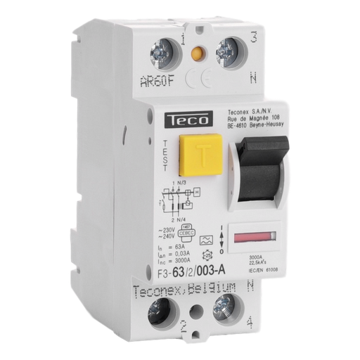 [/F3632003A] MCB TC 2P 63A 30mA Type A 3kA