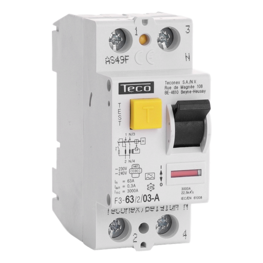 [/F363203A] MCB TC 2P 63A 300mA Type A 3kA