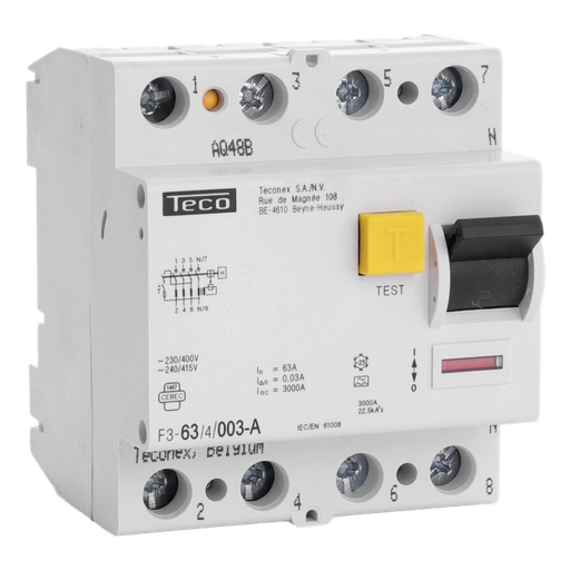 [/F3634003A] Residual current circuit breaker TC 4P 63A 30mA Type A 3kA