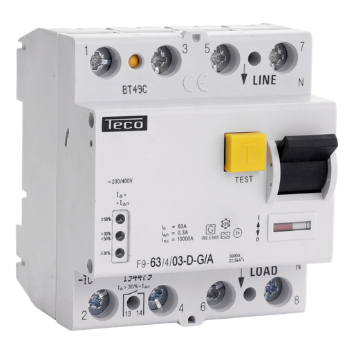 [/F963403DGA] Residual current circuit breaker Teco 4p 63A 300mA Dig. Type A