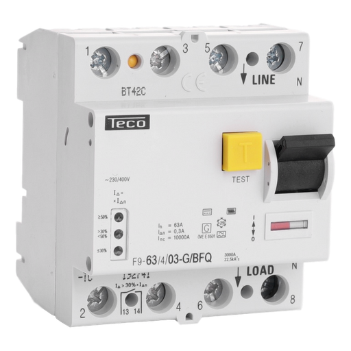[/F963403GBFQ] Diff. schak. Teco 4P 63A 300mA Type B Freq. Reg.