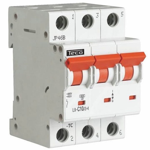 [/L9C1034] Automaat Teco 3P 10A 4,5kA Curve C