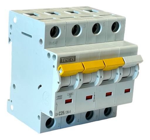 [/L9C253N4] Automaat Teco 3N 25A 4,5kA kurve C