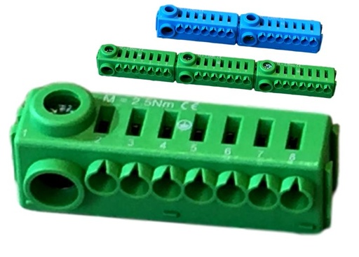 [/MDC00S22N1] Bornier de neutre bleu sans vis Conexbox 1x25 + 7x4mm²