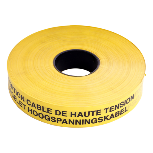 [/RAQ42152163] Waarschuwingsband 0,15mmx40mmx250m Ge/Zw 'Opgelet HS kabel'