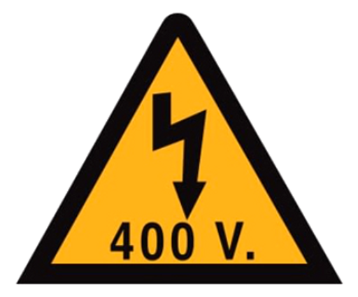 [/SOFVT-400V55] Adhesive triangle, 52mm, arrow & 400V