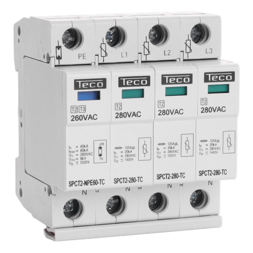 [/SPCT22803NPE] Type 2 overspanningsbeveiliger Teco 3p+N 280V