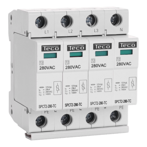 [/SPCT22804] Type 2 overspanningsbeveiliger Teco 4p 280Vac 4x20kA