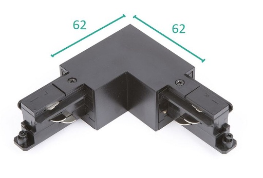 [/TLZ000B000LR] Connecteur en L vers la droite Noir pour Rail 3P Teco