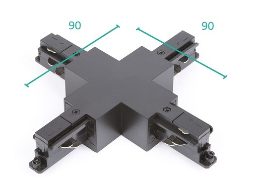 [/TLZ000B000X0] Connecteur en X Noir pour Rail 3P Teco