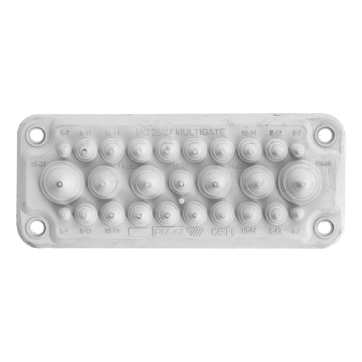 [/TRE103584] Passe-câble 27 entrées 5-26mm MC25/27 IP66/67 RAL 7035