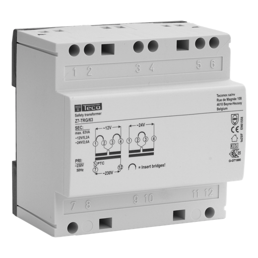 [/Z7TRG63] Veiligheidstransformator Teco 63VA 230VAC-12/24VAC