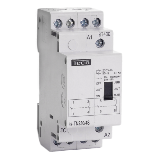 [/Z9TN2304S] Contactor Dag/Nacht Teco 230VAC 20A 4NO